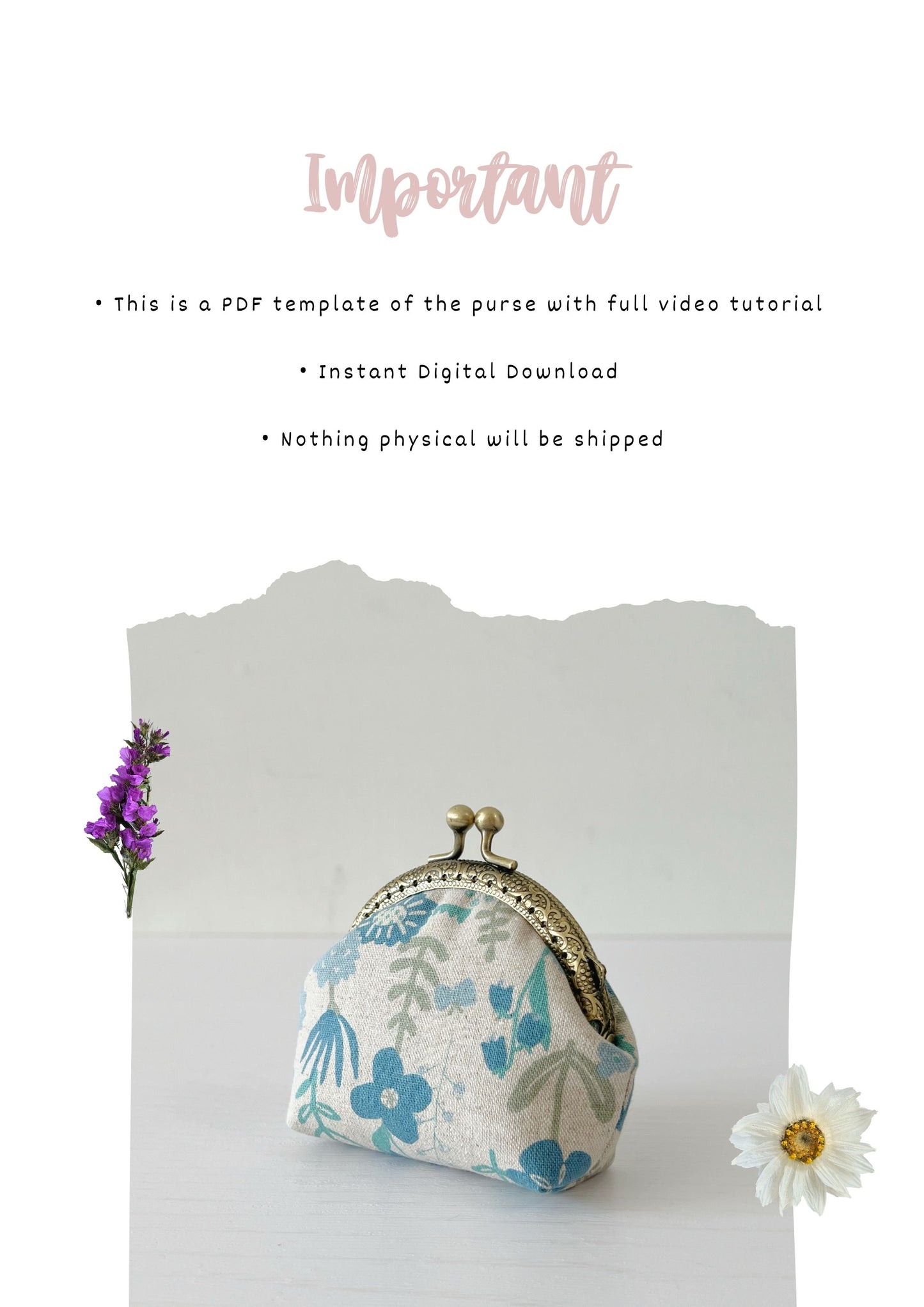 DemiLune Small Kiss Lock Clasp Coin Purse - Beginner Friendly Step-By-Step Sewing Template and Tutorial