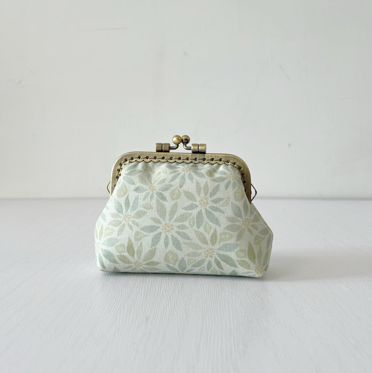 Soft Green Forest - Handmade Fabric Kiss Lock Purse