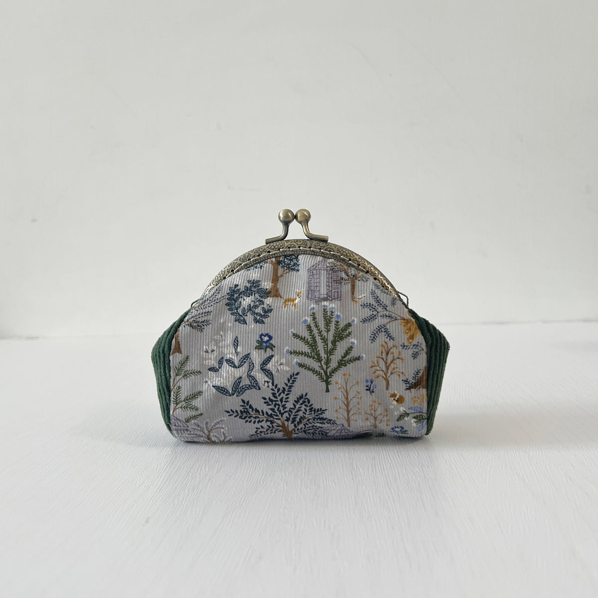 DemiLune 10 Kiss Lock Purse - Enchanted Forest Corduroy