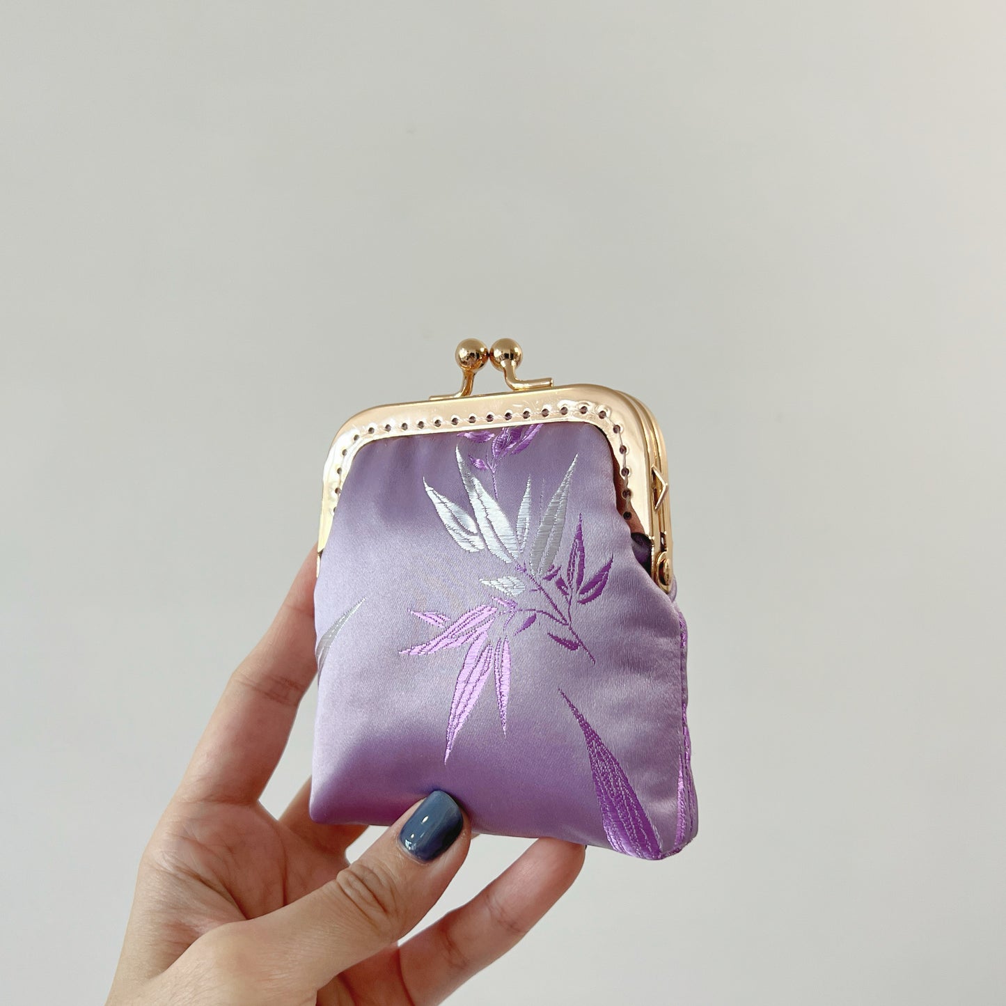 Purple Bamboo - Handmade Kiss Lock Card Purse