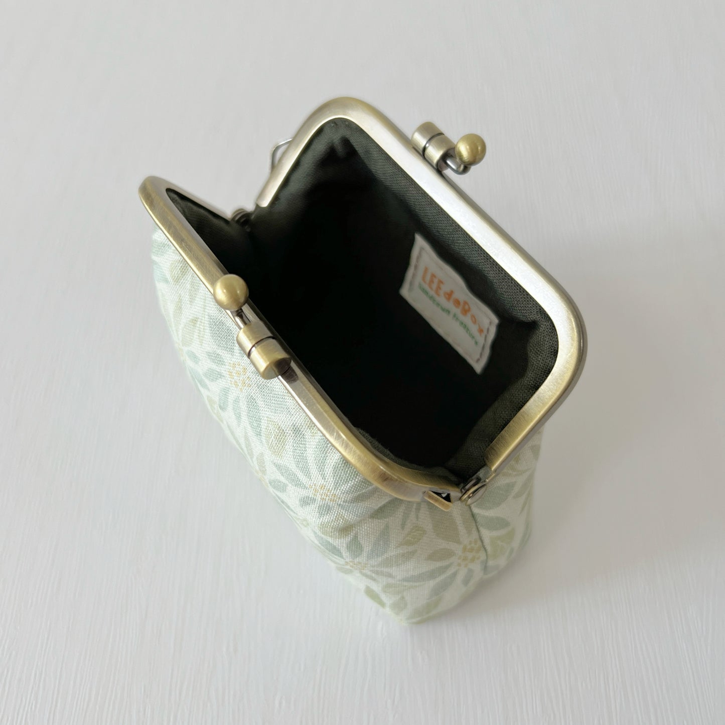 Soft Green Forest - Handmade Fabric Kiss Lock Purse