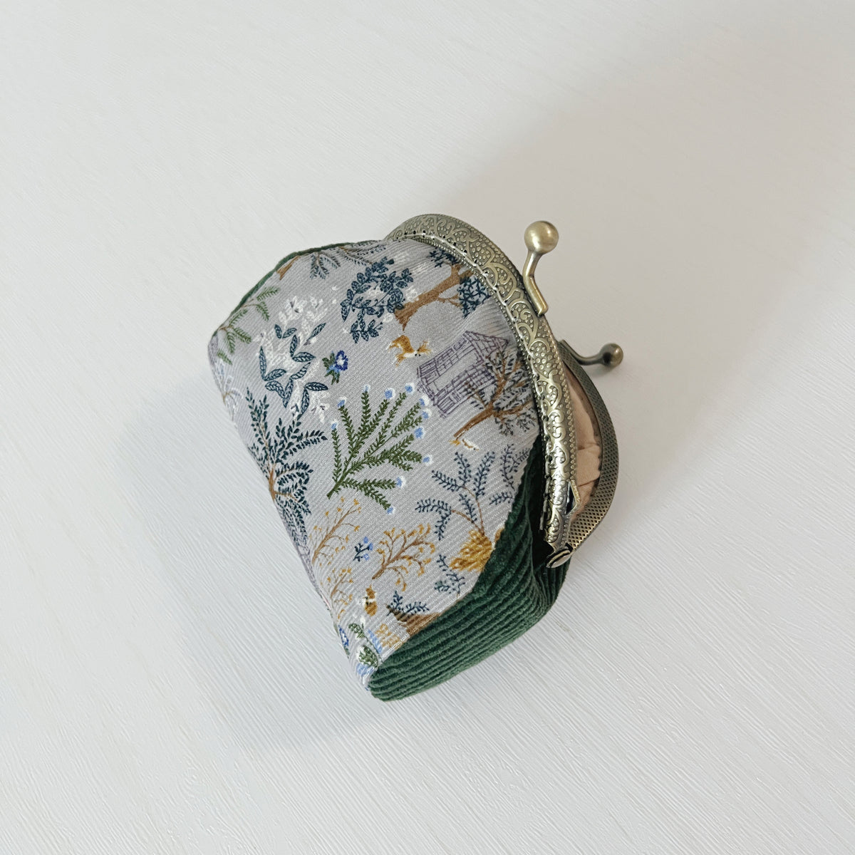 DemiLune 10 Kiss Lock Purse - Enchanted Forest Corduroy
