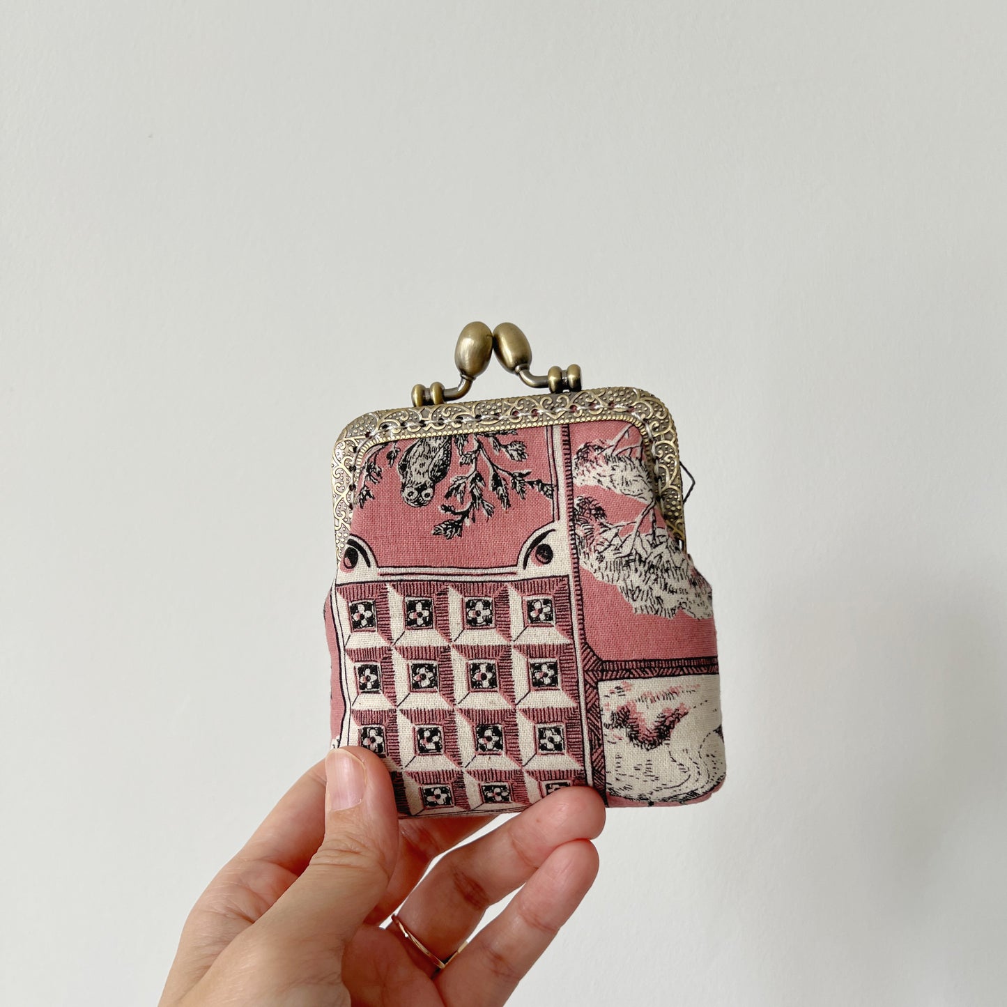 Handsewn Kiss Lock Card Holder - Old Pink Castle
