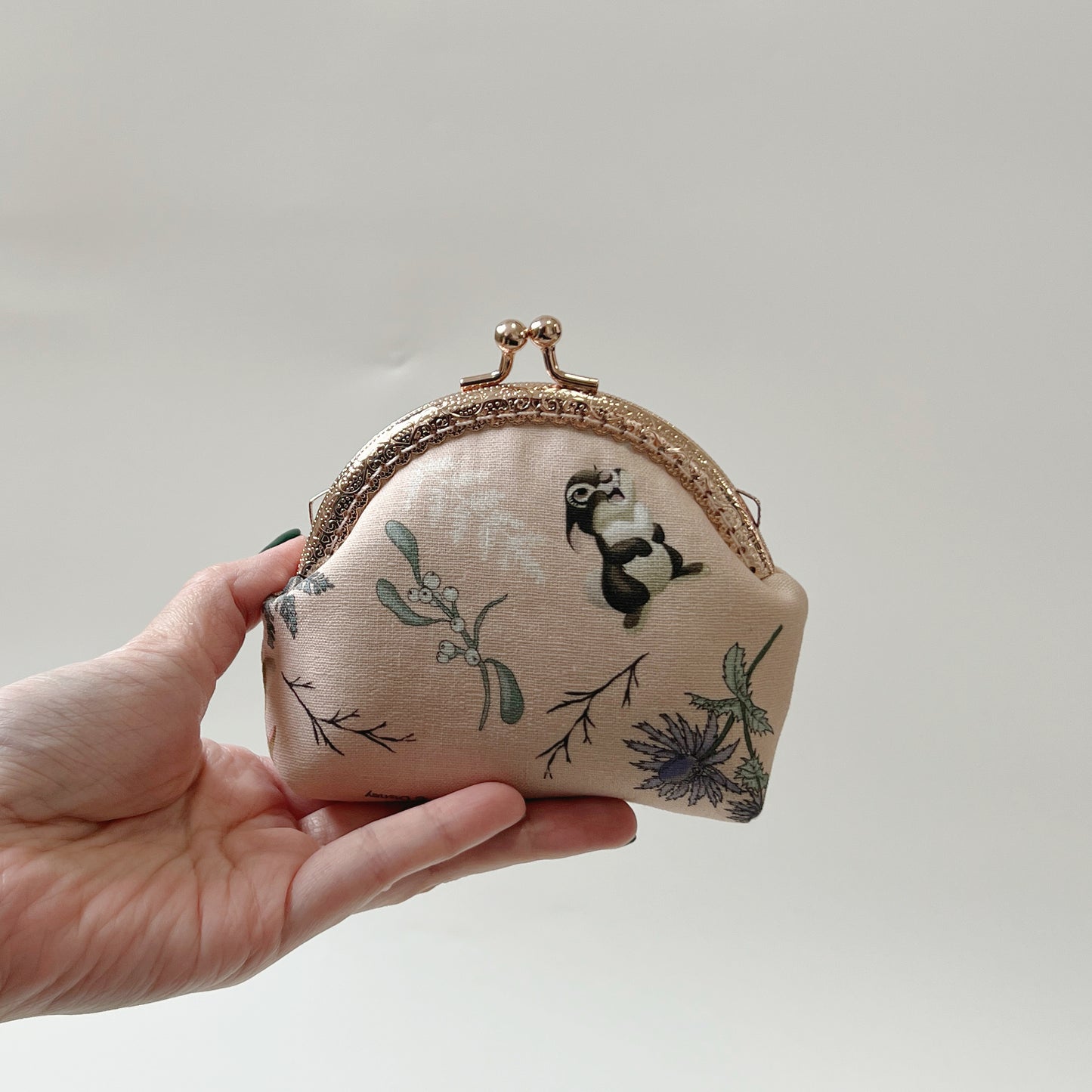 Handmade Kiss Lock Purse - Pink Forest Fairy Tale