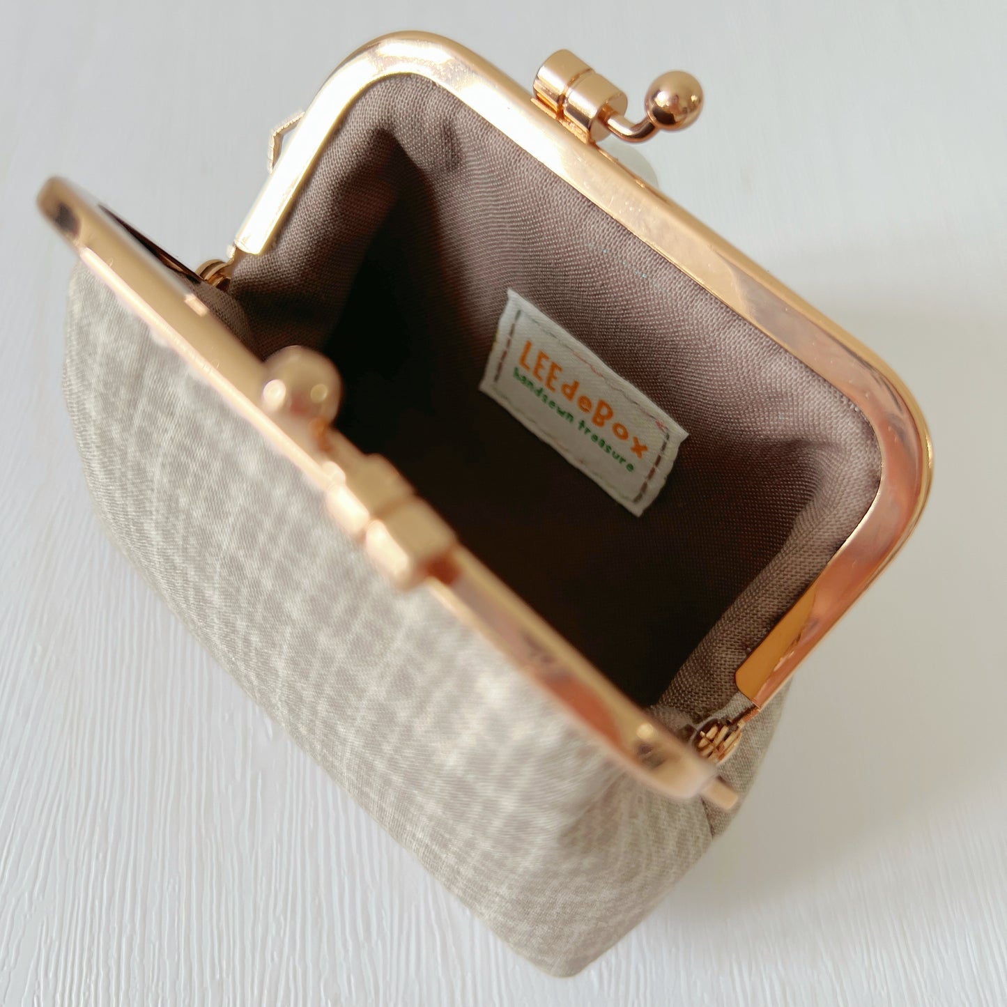 Beige Tartan - Handmade Fabric Kiss Lock Purse