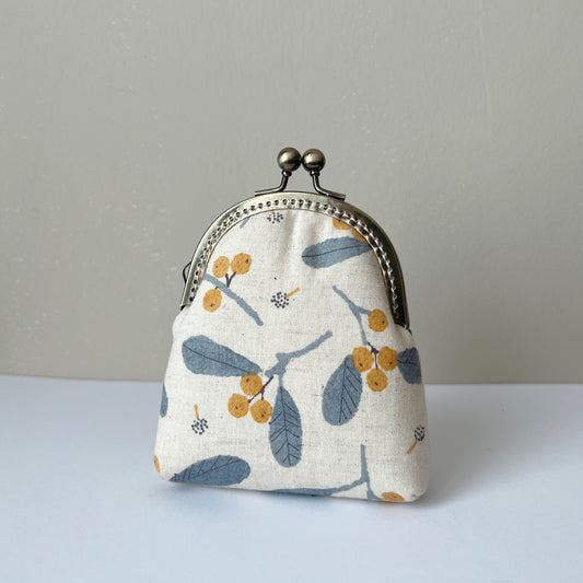 Vintage Yellow Berries - Handmade Fabric Kiss Lock Purse