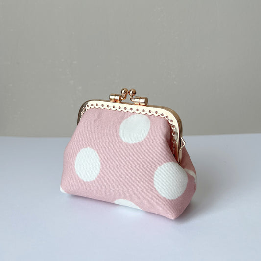 Pink Big Polka Dots - Handmade Kiss Lock Coin Purse