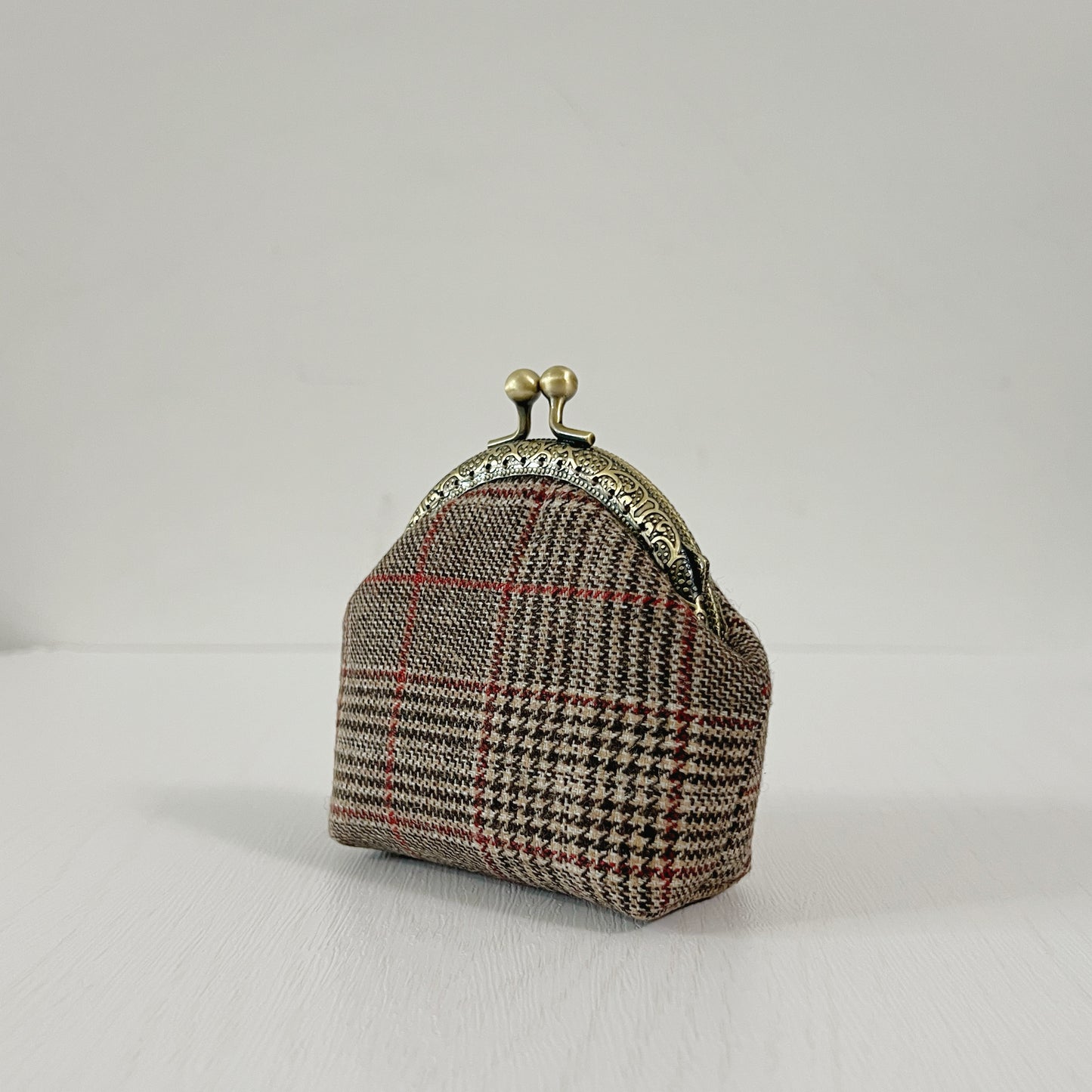 Handmade Lunette Kiss Lock Change Purse - Tartan