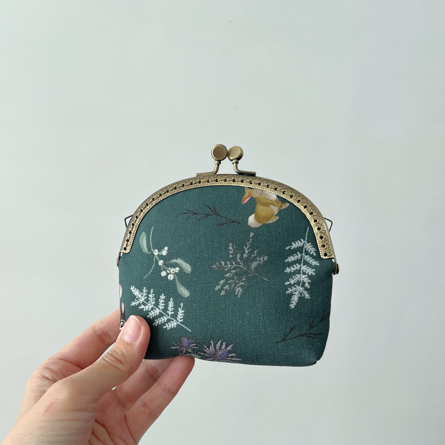 Wide Kiss Lock Purse - Green Forest Fairy Tale