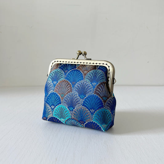 Blue Shells - Handsewn Kiss Lock Card Purse