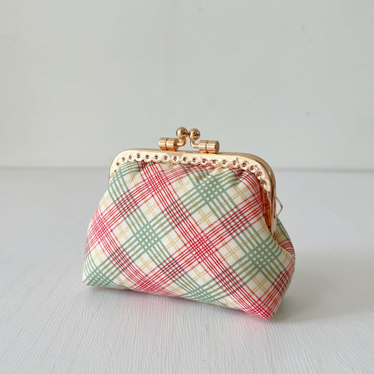 Red Green Tartan - Handmade Kiss Lock Coin Purse