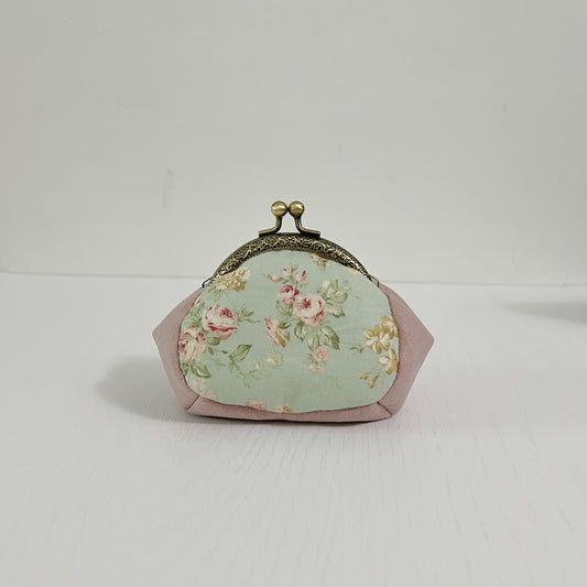 Vintage Sweet Garden Cotton Linen Handmade Puffy Kiss Lock Change Purse