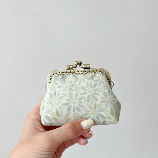 Soft Green Forest - Handmade Fabric Kiss Lock Purse