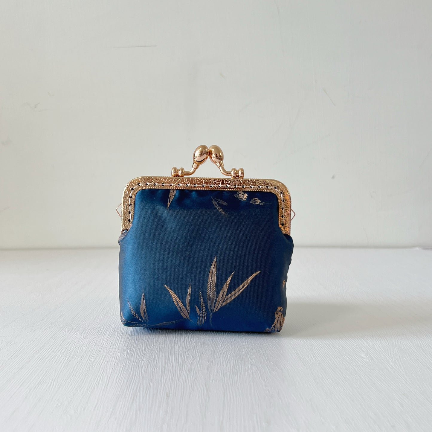 Vintage Brocade Oriental Floral - Handsewn Kiss Lock Card Purse