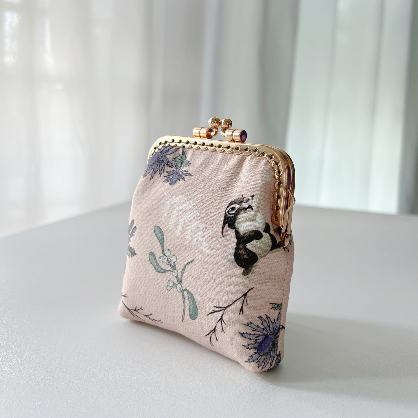 Handsewn Kiss Lock Card Holder - Pink Forest Living