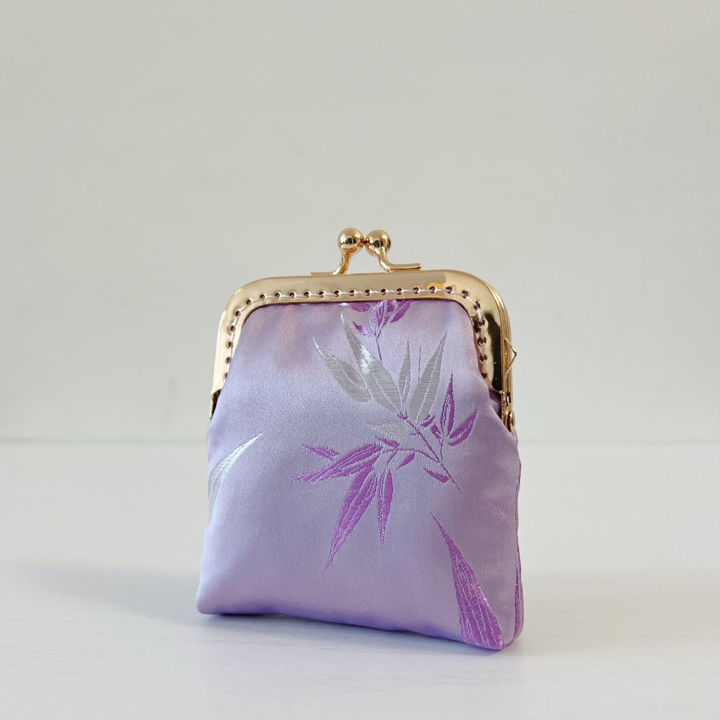 Purple Bamboo - Handmade Kiss Lock Card Purse