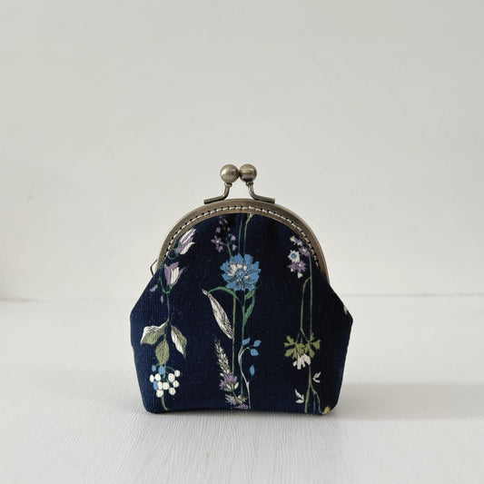 Arco S - Midnight Garden - Handmade Kiss Lock Corduroy Purse
