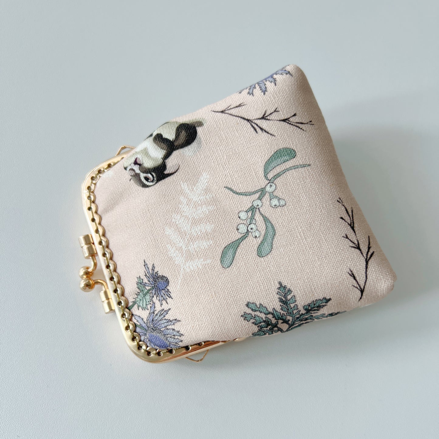 Handsewn Kiss Lock Card Holder - Pink Forest Living