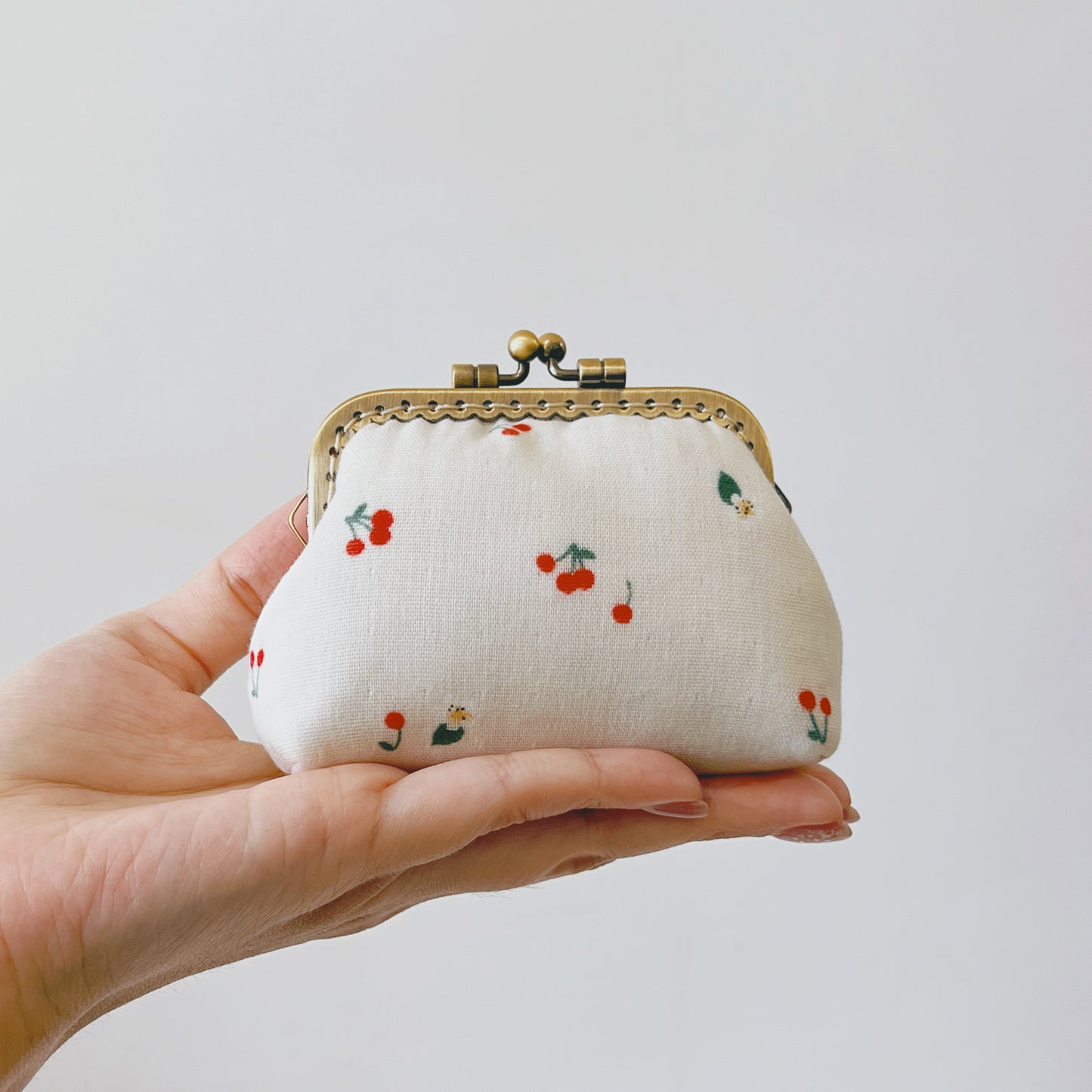 Simple Cherry - Handmade Fabric Kiss Lock Purse