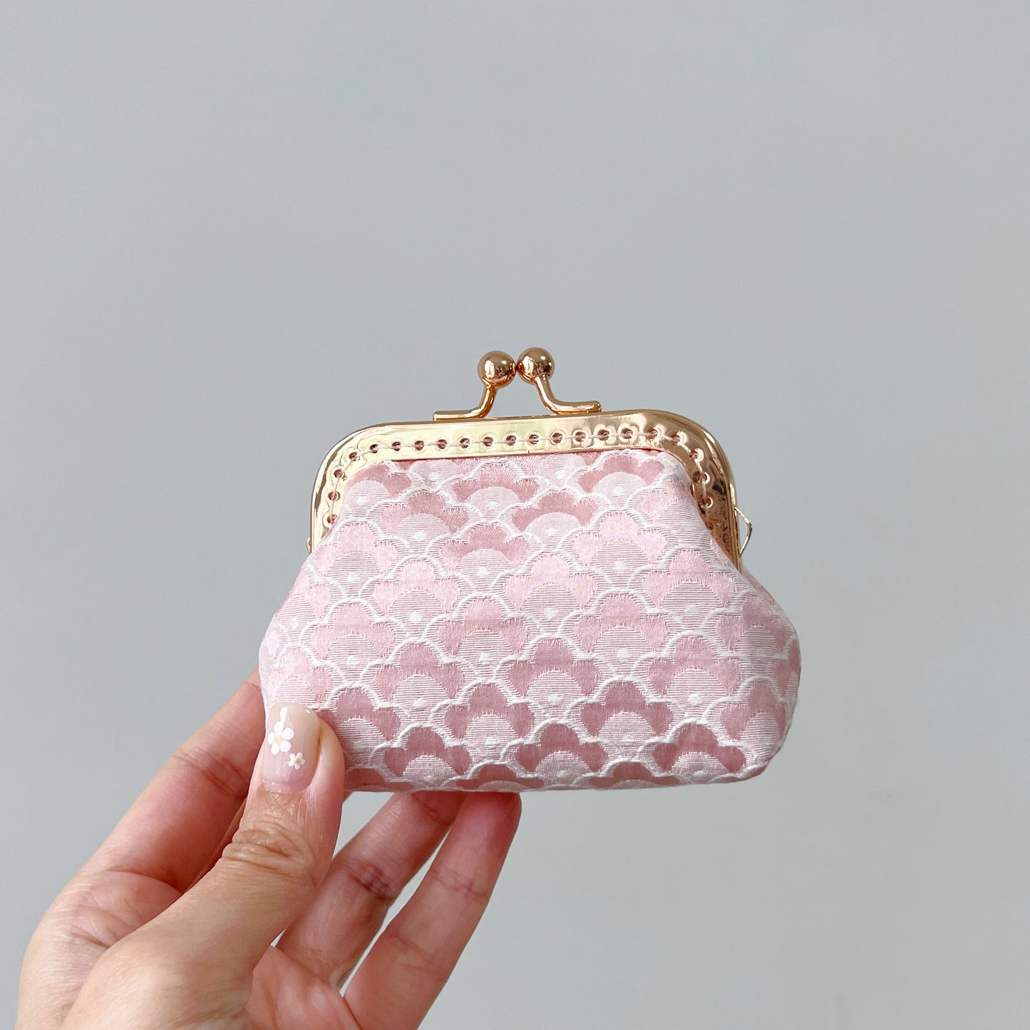 Pink Dragon Scales - Handmade Fabric Kiss Lock Coin Purse