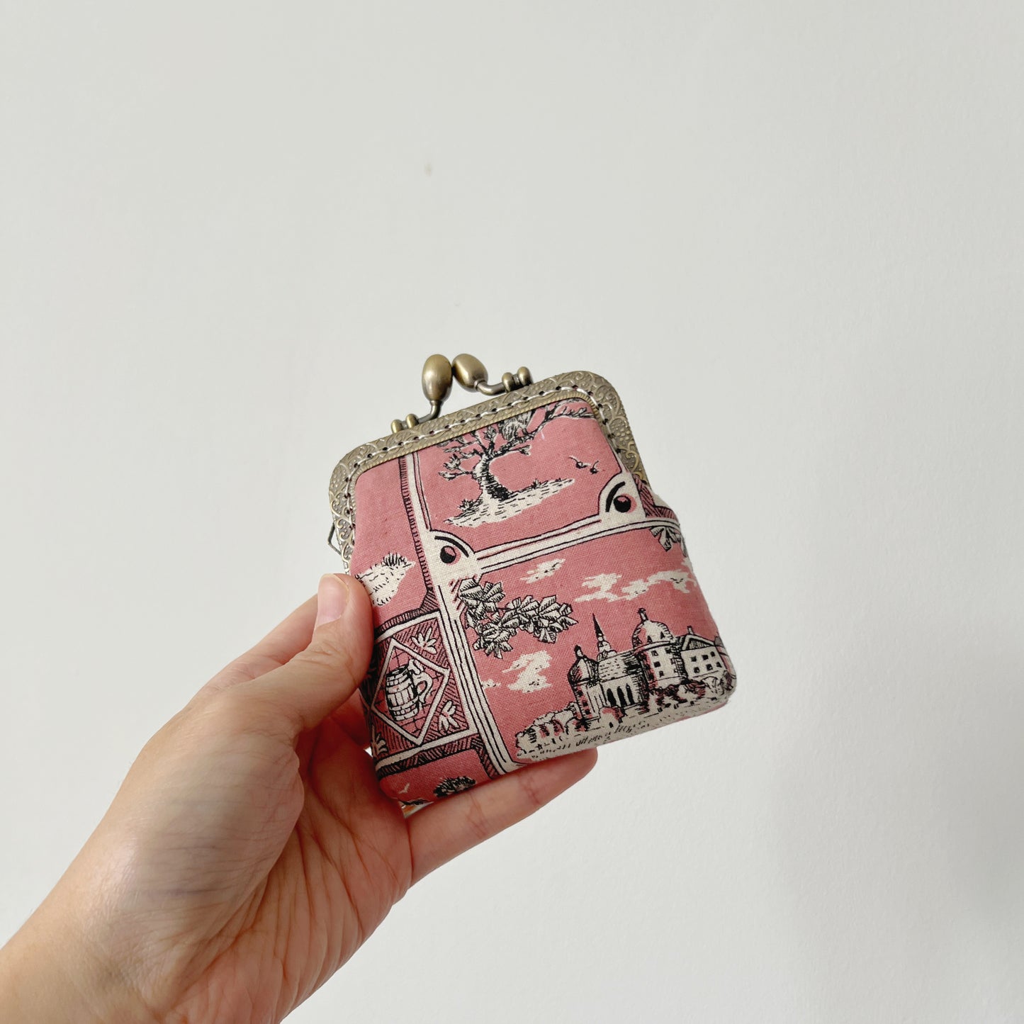 Handsewn Kiss Lock Card Holder - Old Pink Castle