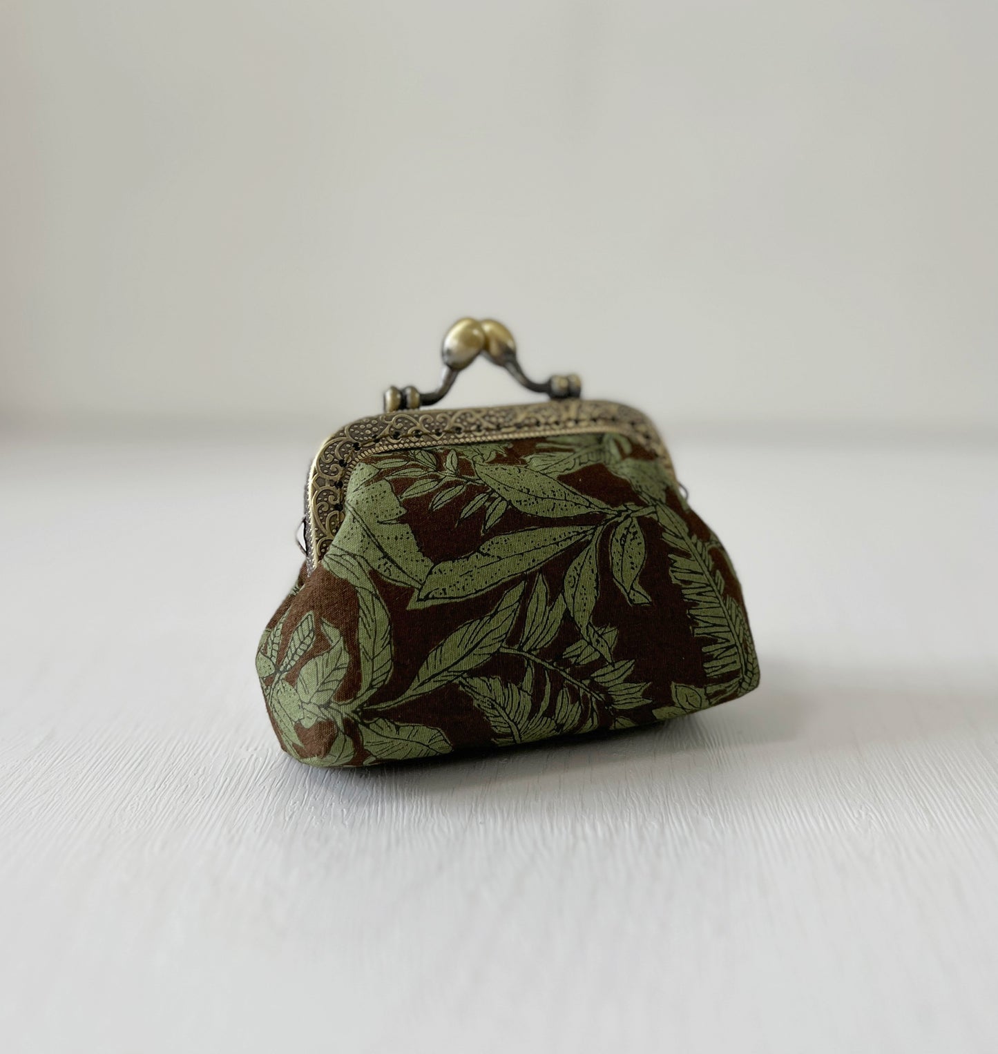 Brown Forest - Handmade Fabric Kiss Lock Purse