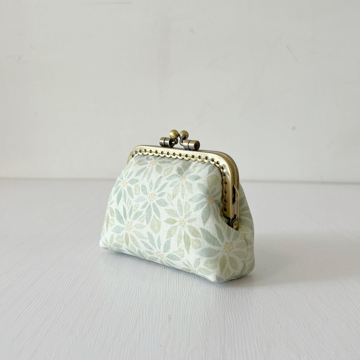 Soft Green Forest - Handmade Fabric Kiss Lock Purse
