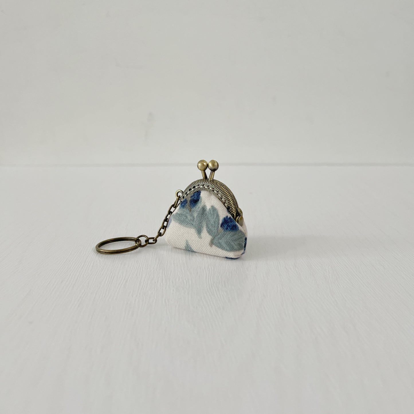 Blue Berries - Handsewn Tiny Kiss Lock Purse Keychain