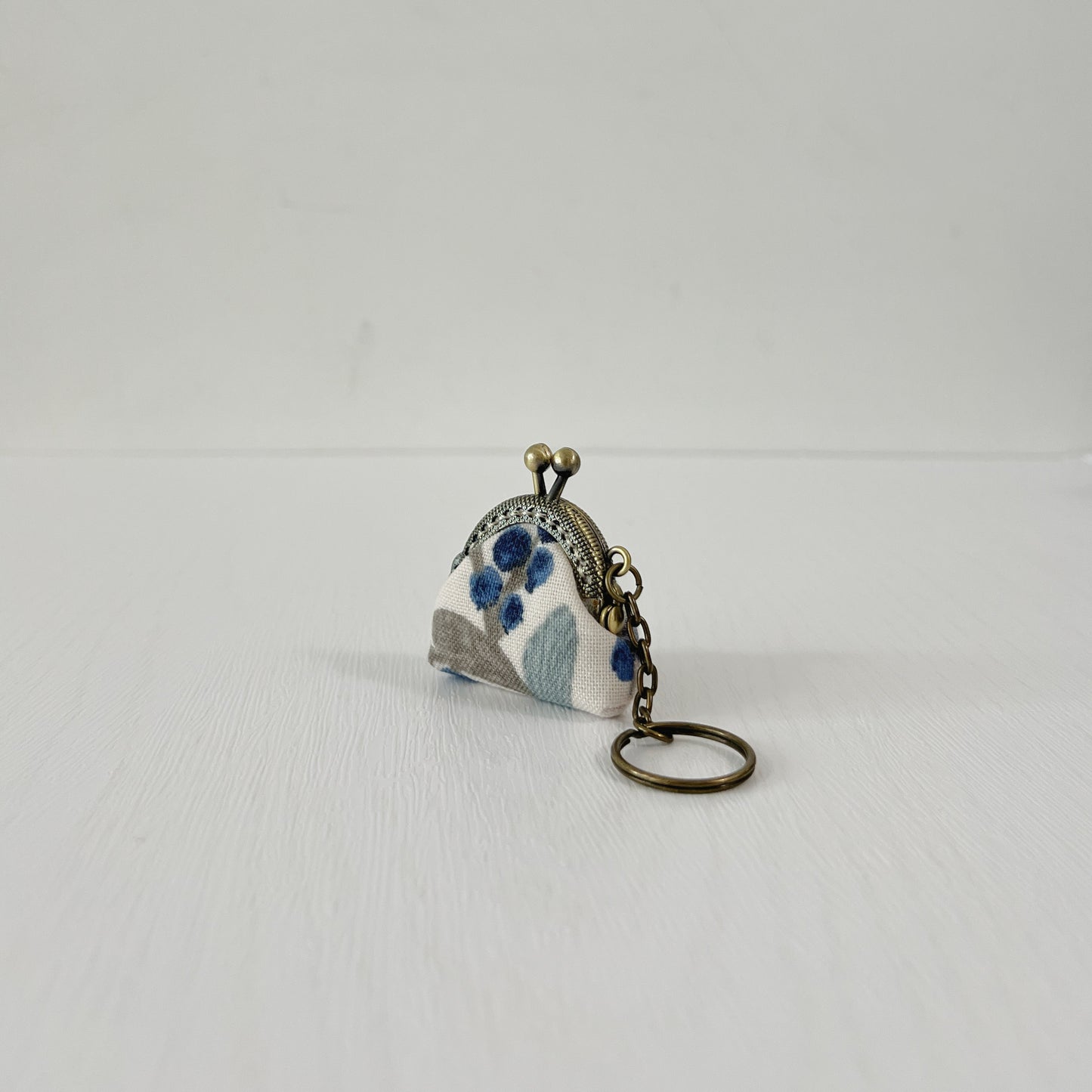 Blue Berries - Handsewn Tiny Kiss Lock Purse Keychain