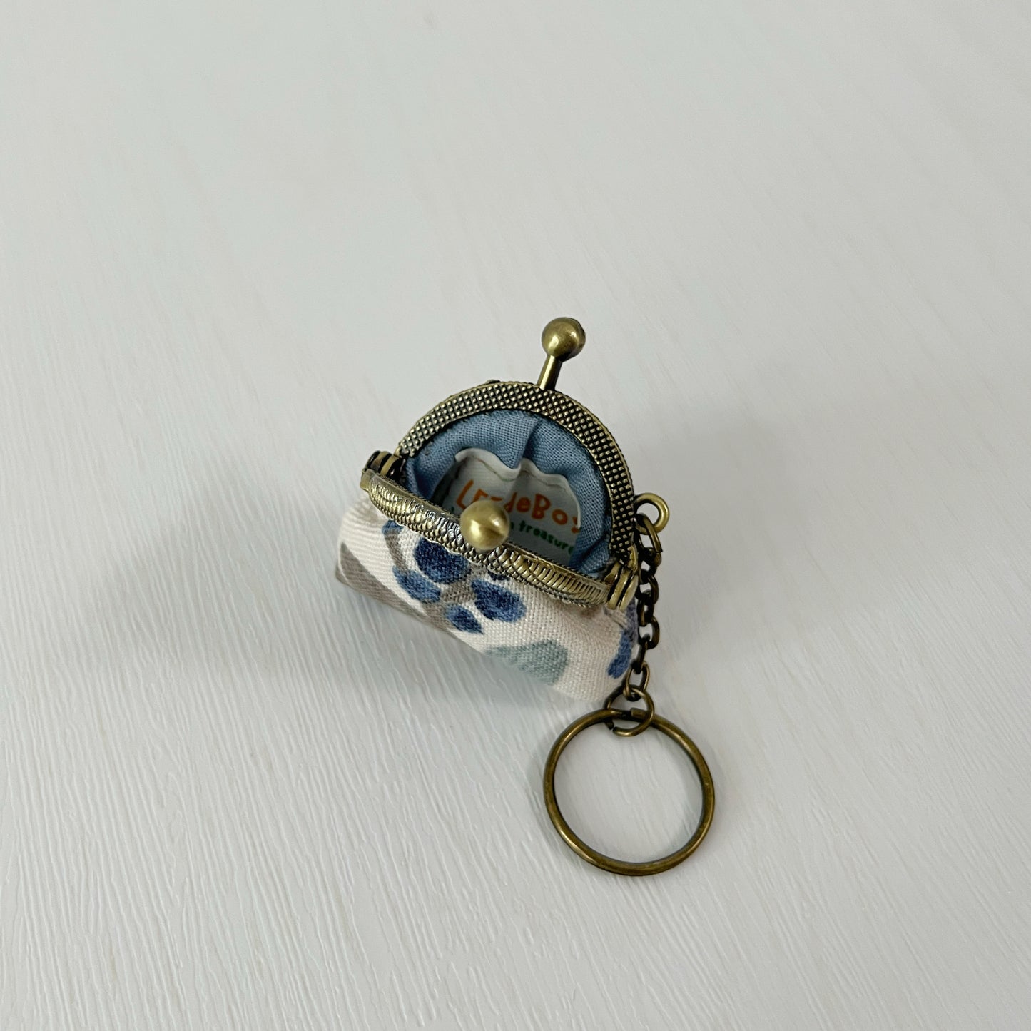 Blue Berries - Handsewn Tiny Kiss Lock Purse Keychain