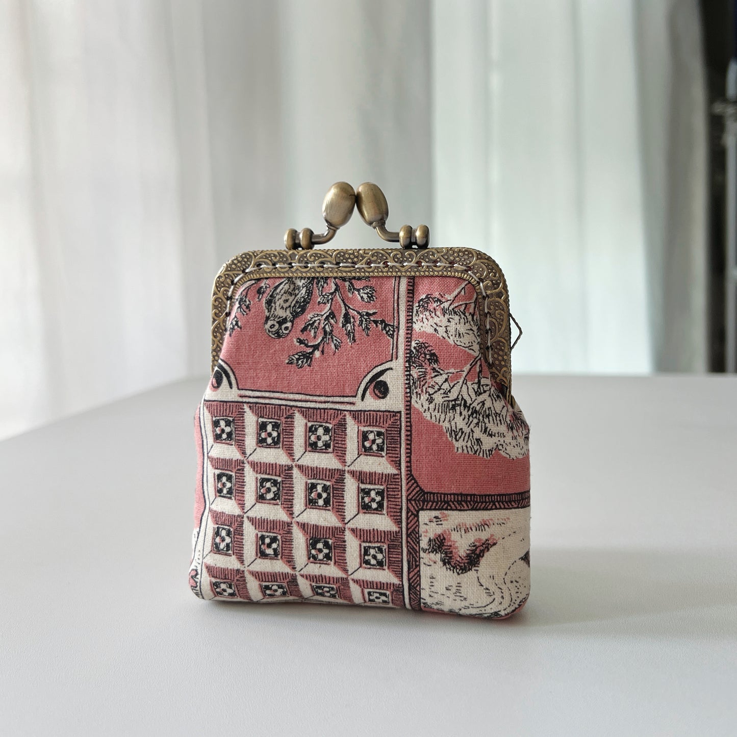 Handsewn Kiss Lock Card Holder - Old Pink Castle