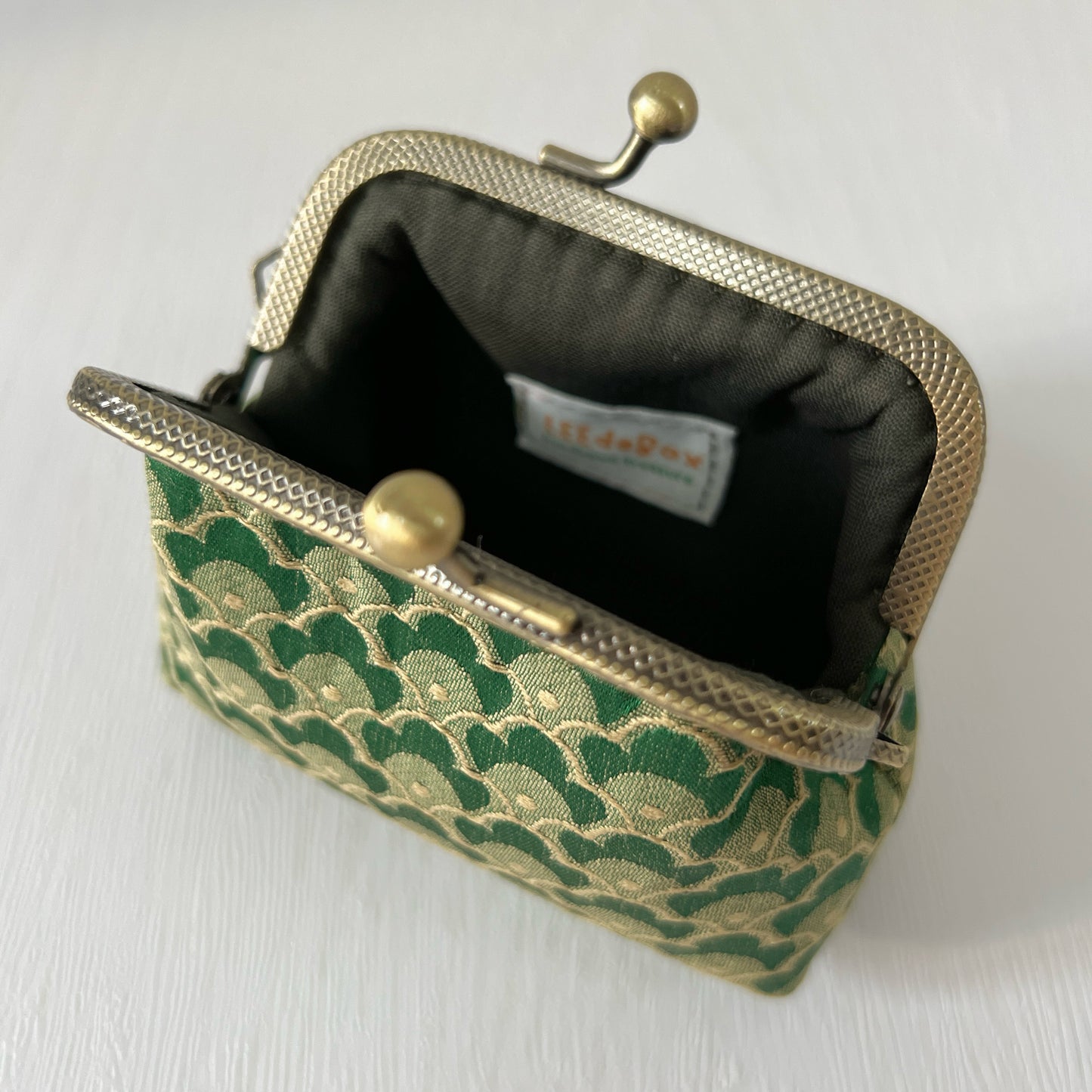 Green Dragon Scales - Handmade Fabric Kiss Lock Coin Purse
