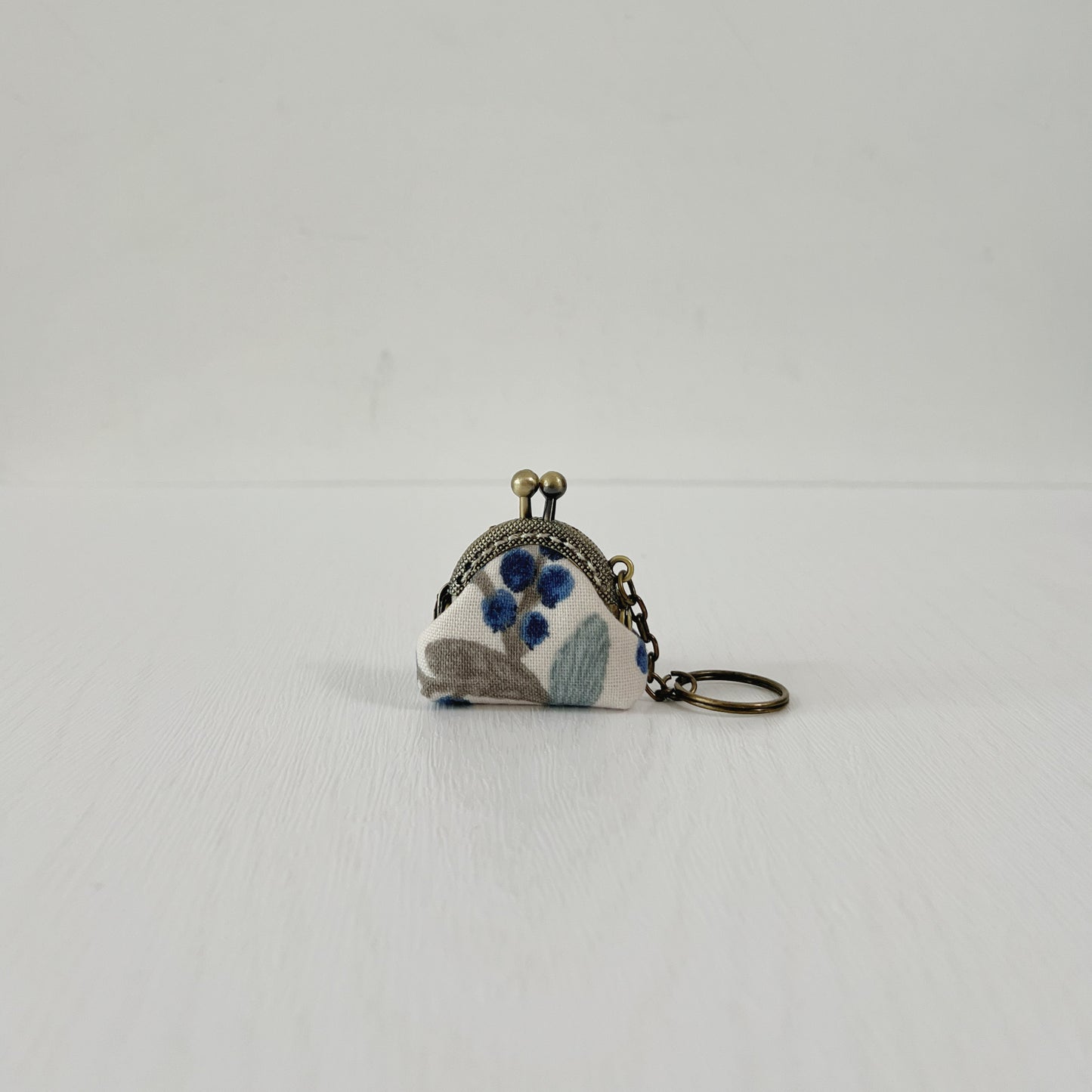 Blue Berries - Handsewn Tiny Kiss Lock Purse Keychain