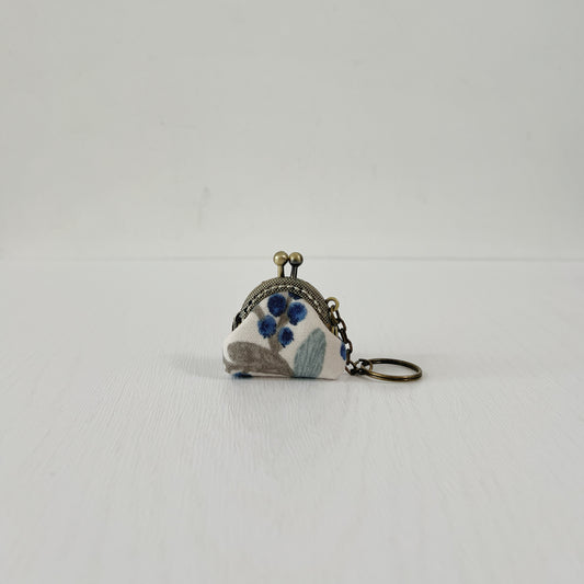 Blue Berries - Handsewn Tiny Kiss Lock Purse Keychain