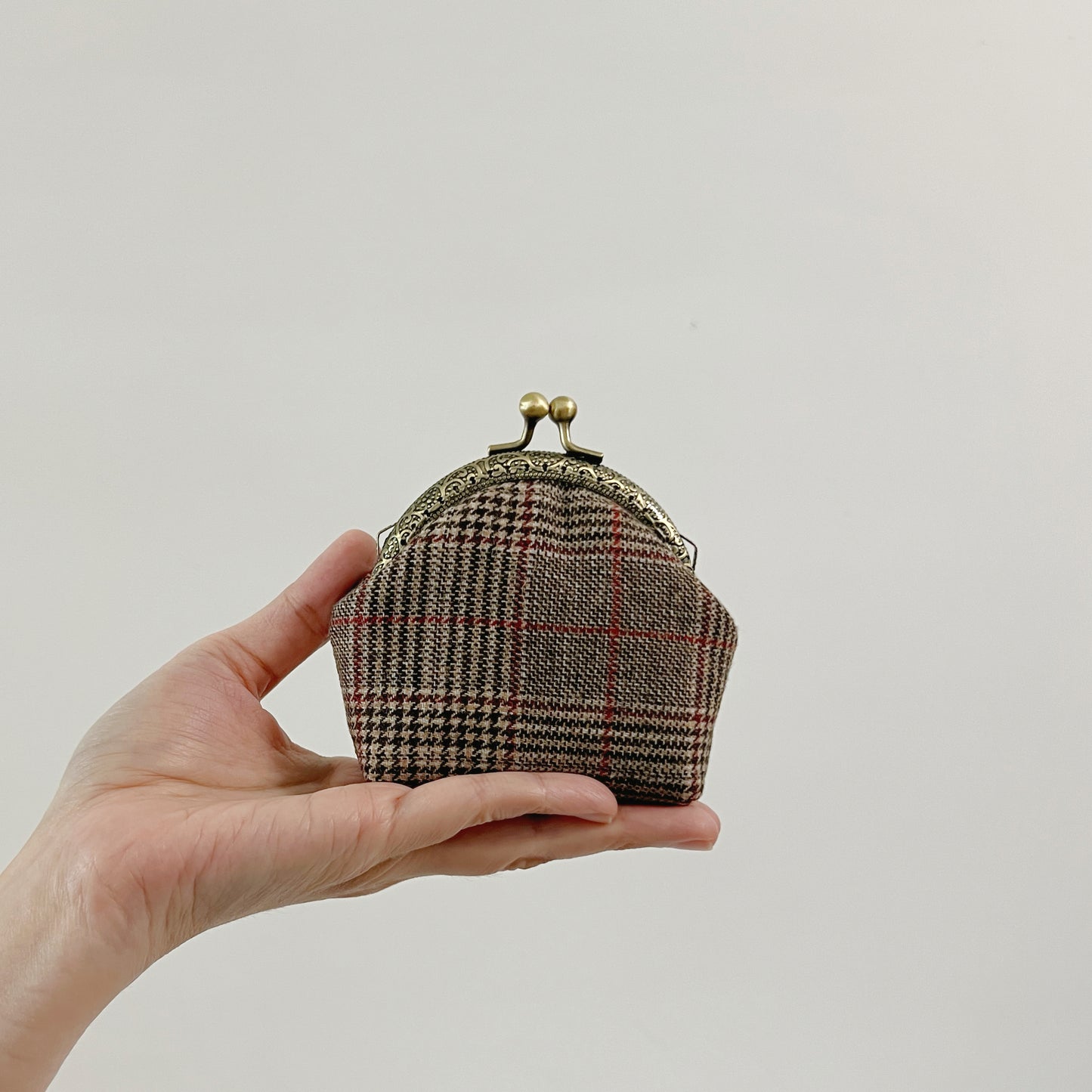 Handmade Lunette Kiss Lock Change Purse - Tartan