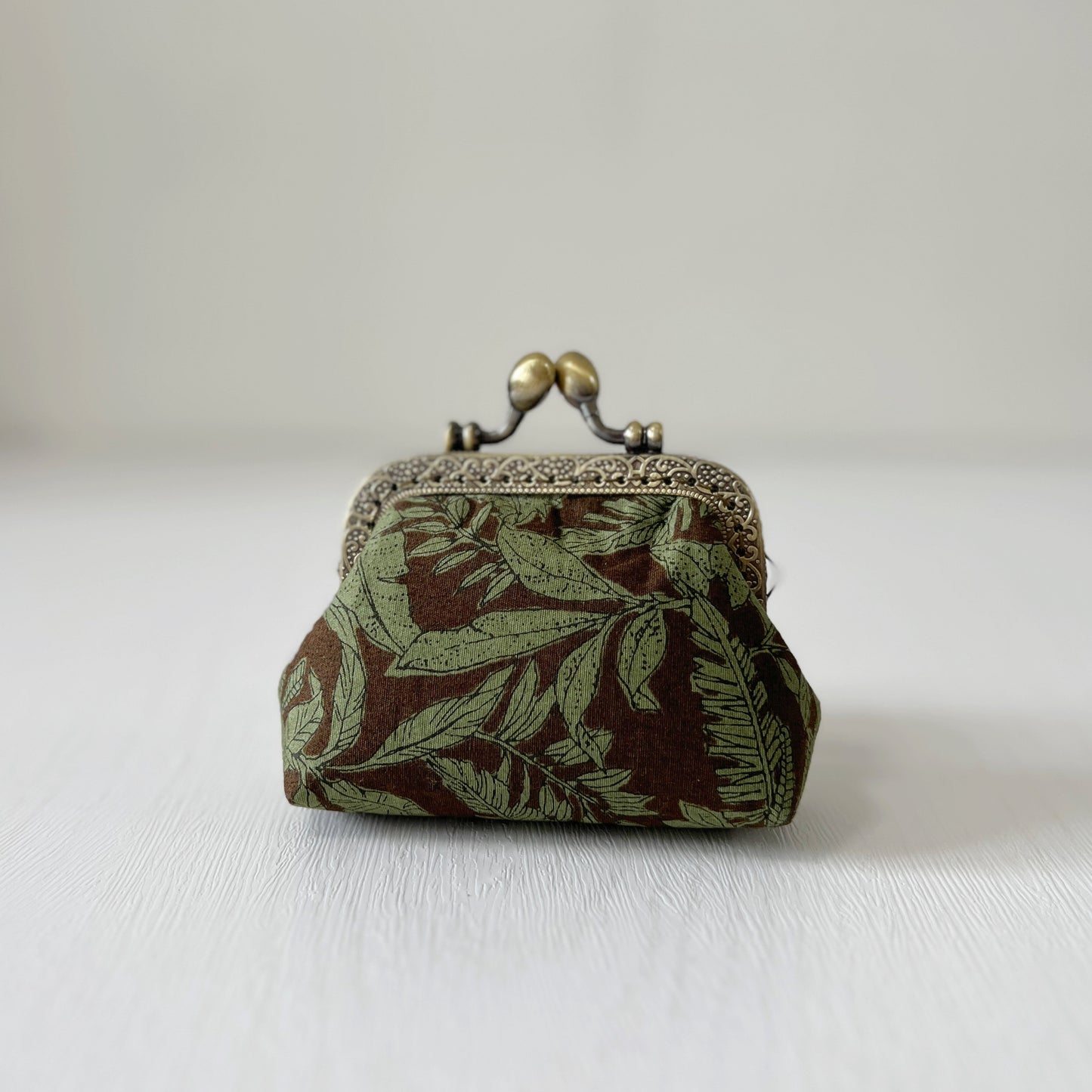 Brown Forest - Handmade Fabric Kiss Lock Purse