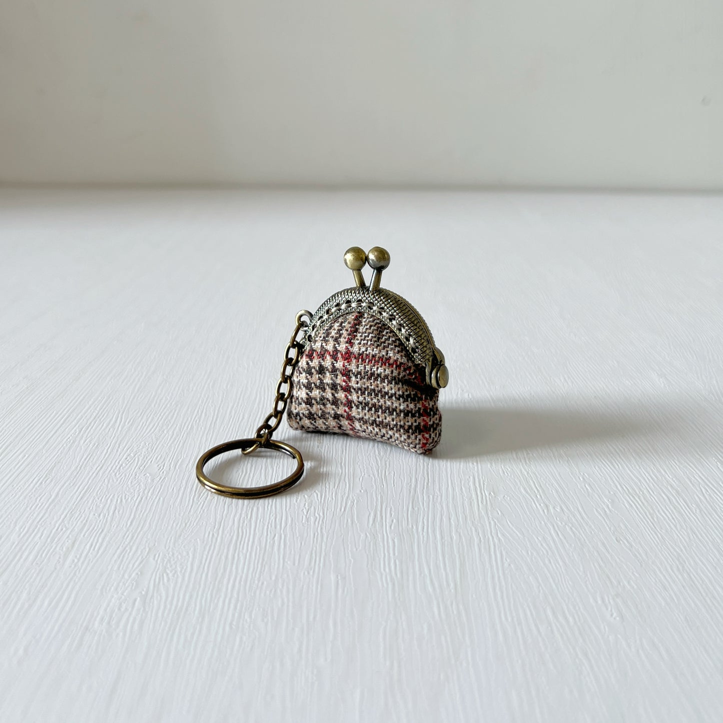 Classic Tartan - Handsewn Half Round Tiny Kiss Lock Purse Keychain