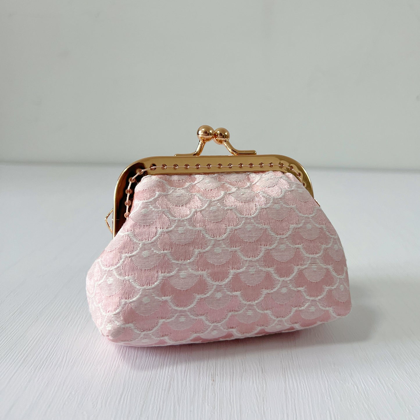 Pink Dragon Scales - Handmade Fabric Kiss Lock Coin Purse