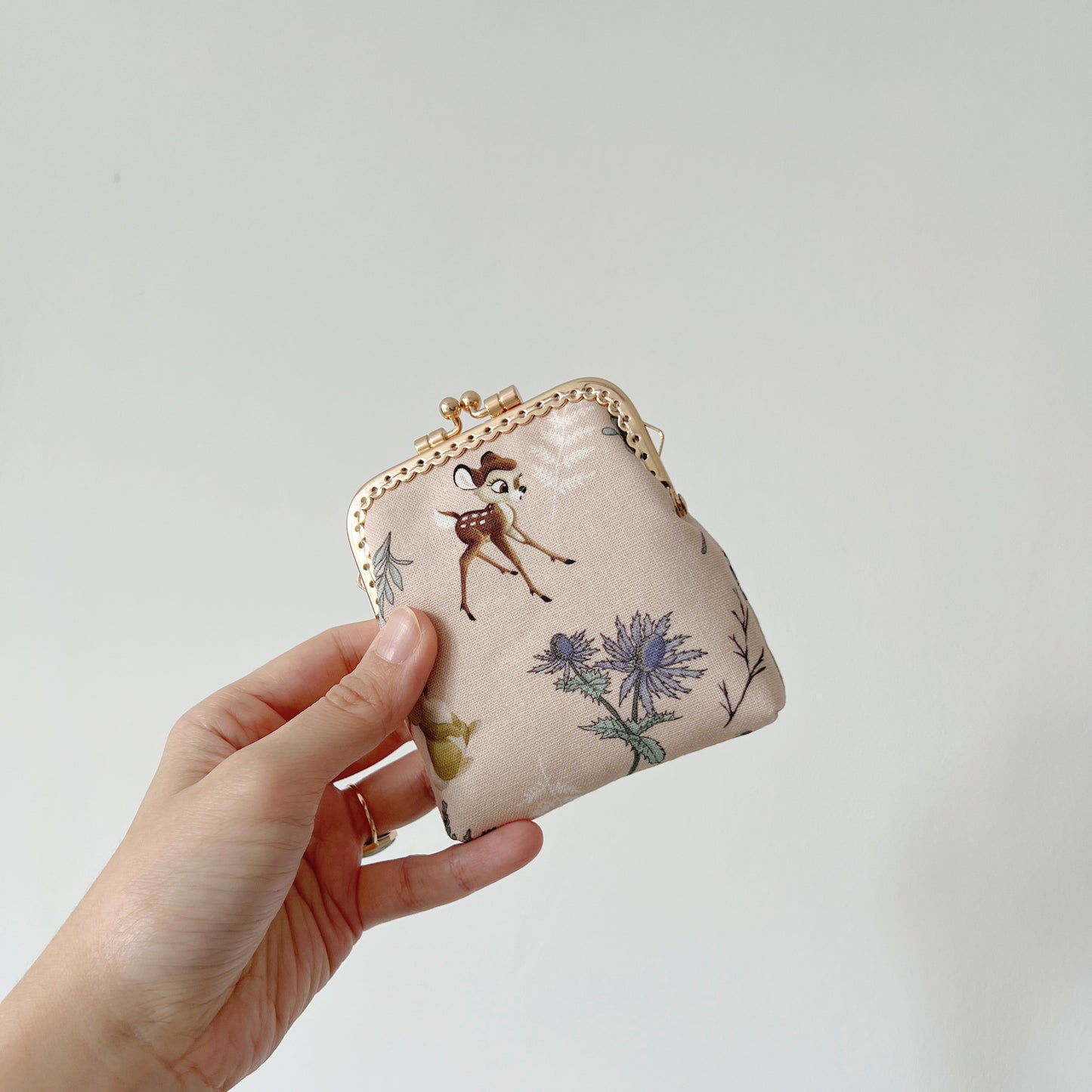 Handsewn Kiss Lock Card Holder - Pink Forest Living