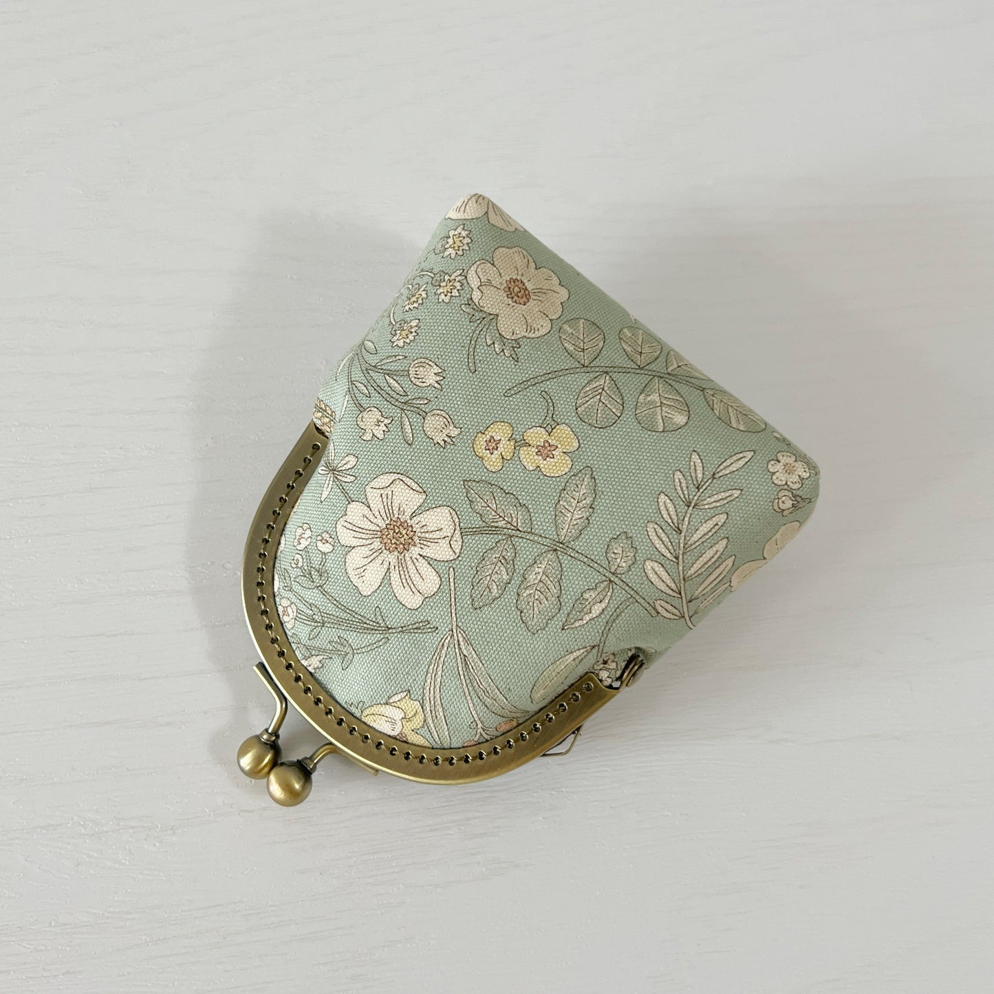 Vintage Green Spring Garden - Handmade Fabric Kiss Lock Purse