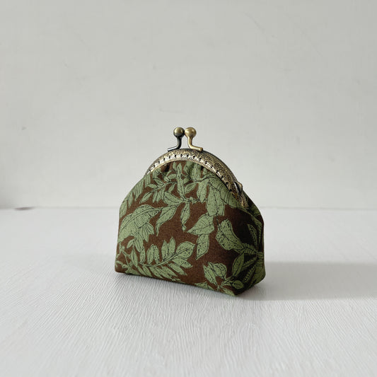 Handmade Kiss Lock Coin Purse - Brown Forest