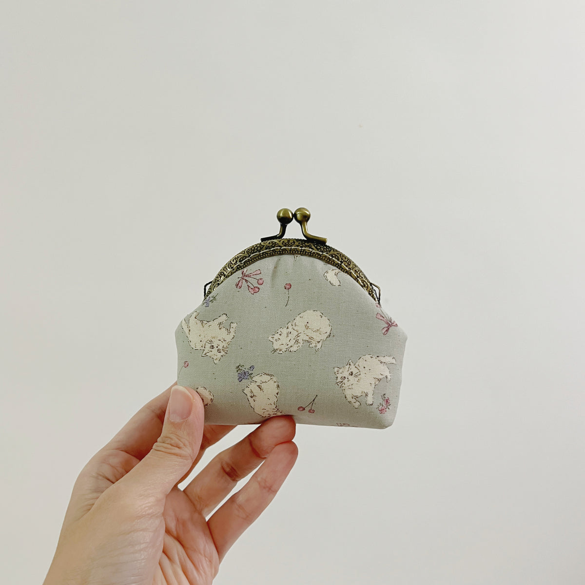 Handmade Kiss Lock Coin Purse - Parisian Cats