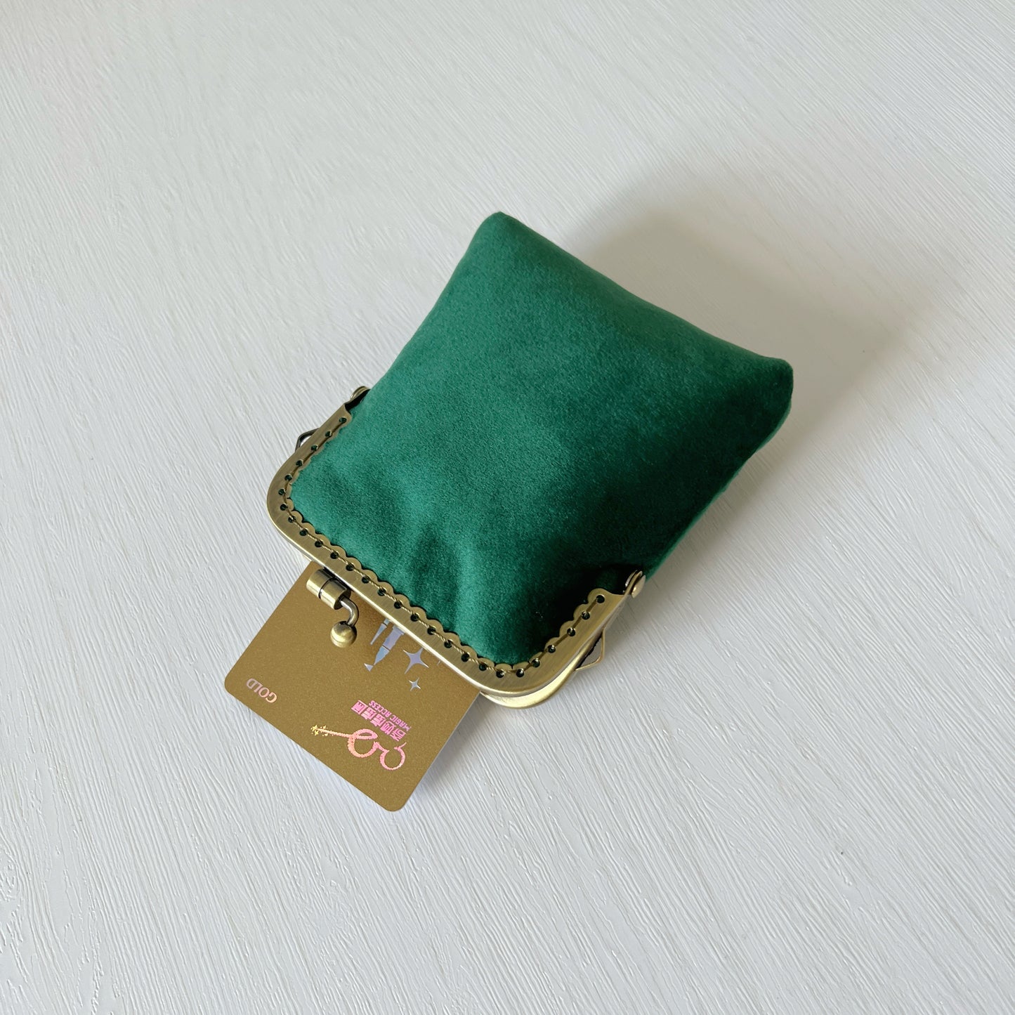 Green Flannel Velvet - Handmade Kiss Lock Card Purse