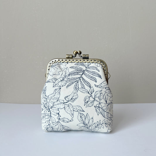 Handsewn Kiss Lock Card Purse - White Forest