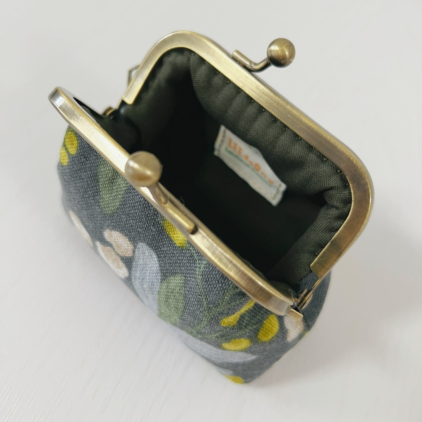 Blue Garden Berries Floral - Handmade Kiss Lock Fabric Purse