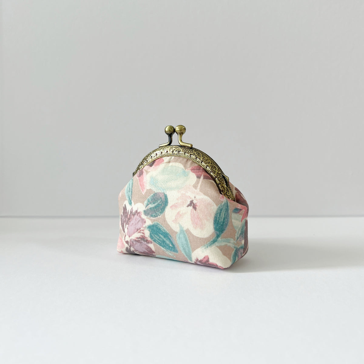 Handmade Kiss Lock Coin Purse - Pastel Floral