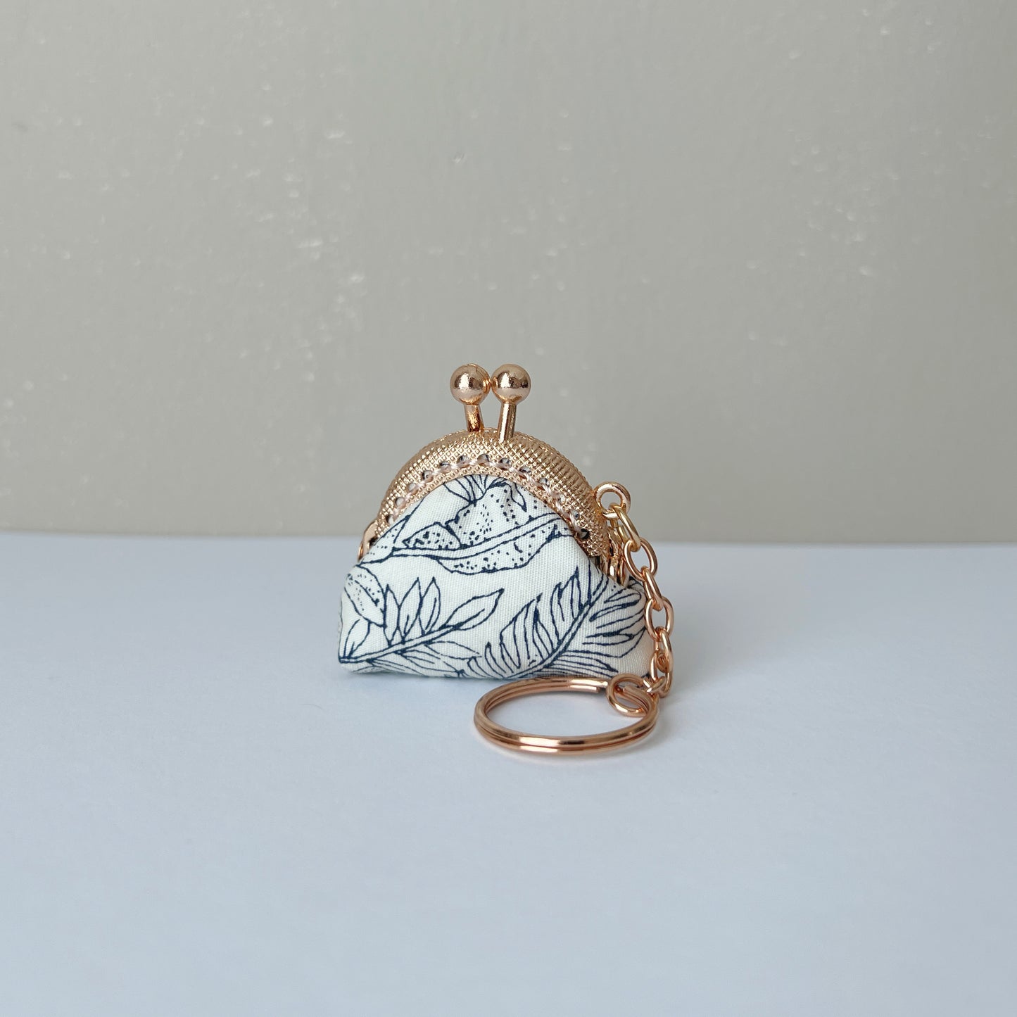 White Forest - Handmade Mini Tiny Fabric Kiss Lock Purse Keychain