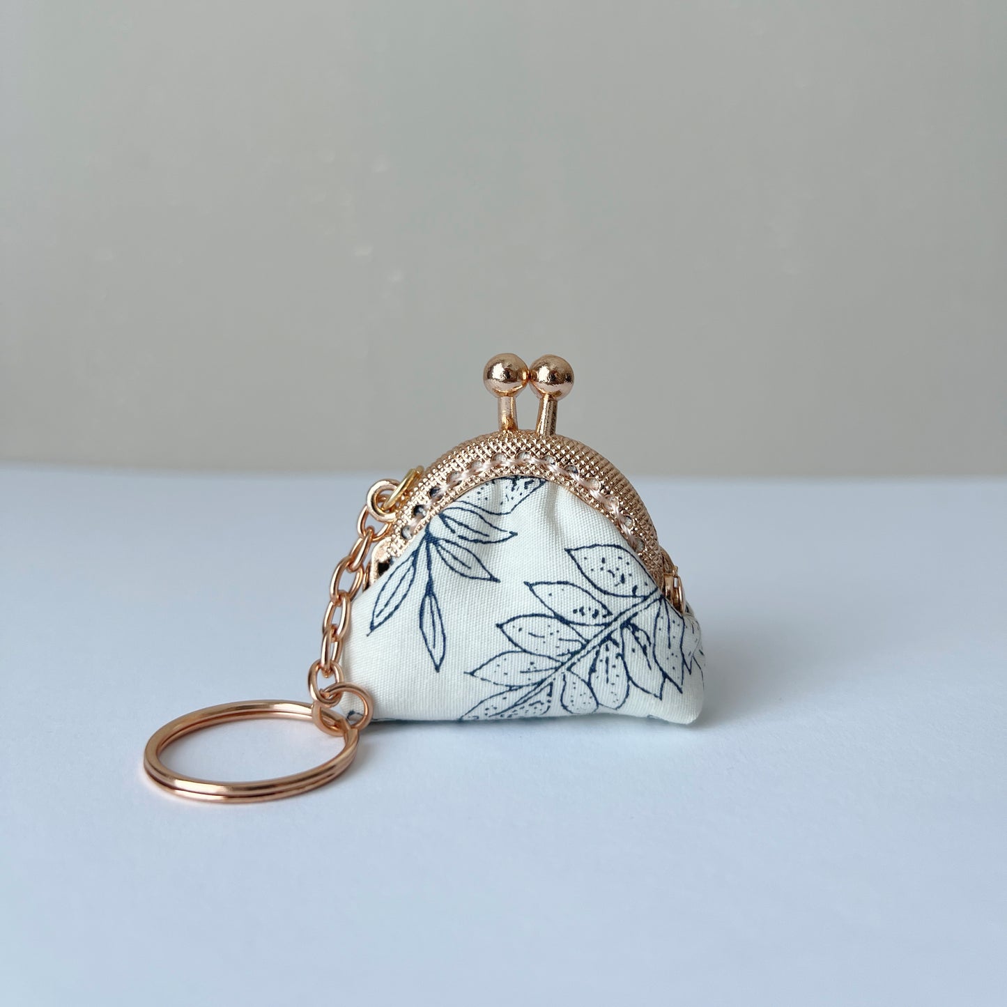 White Forest - Handmade Mini Tiny Fabric Kiss Lock Purse Keychain