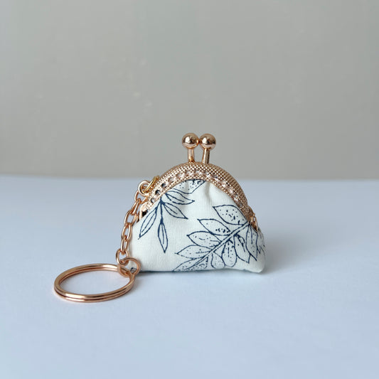 White Forest - Handmade Mini Tiny Fabric Kiss Lock Purse Keychain