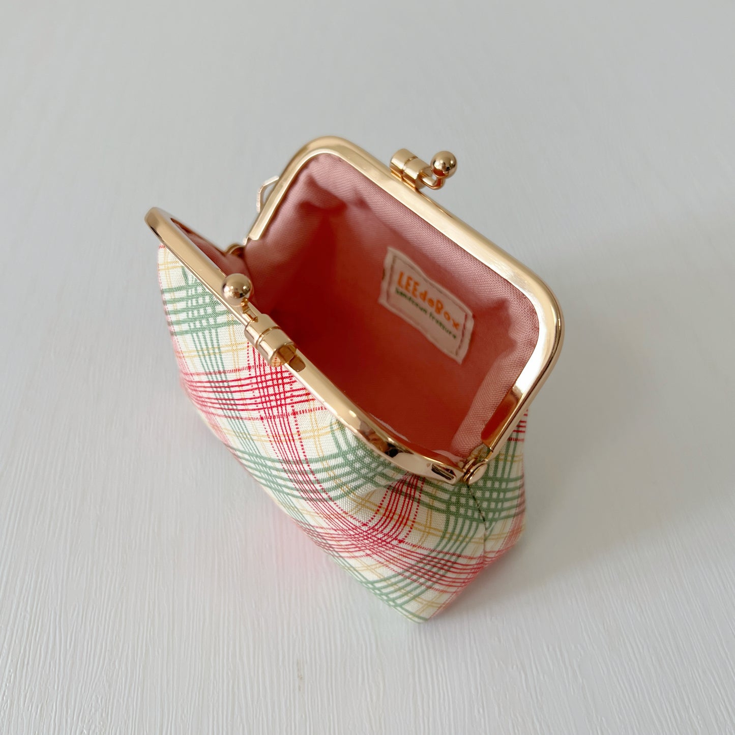 Red Green Tartan - Handmade Kiss Lock Coin Purse